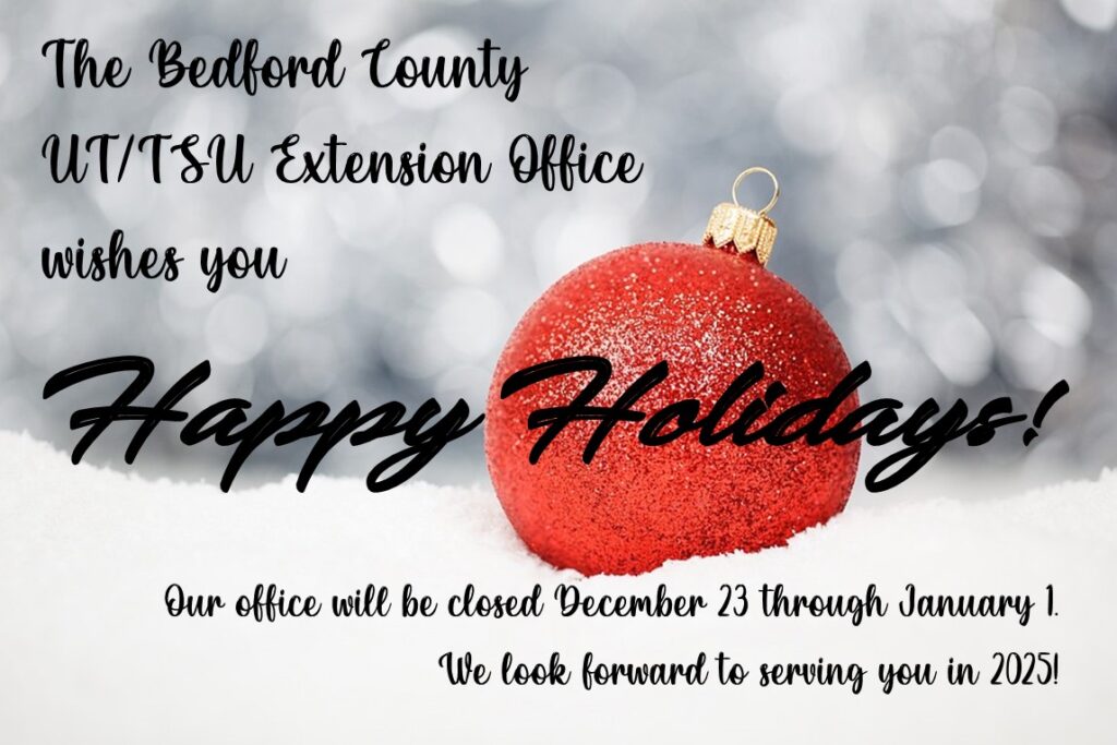 Happy Holidays.  The office will be closed December 23 through January 1