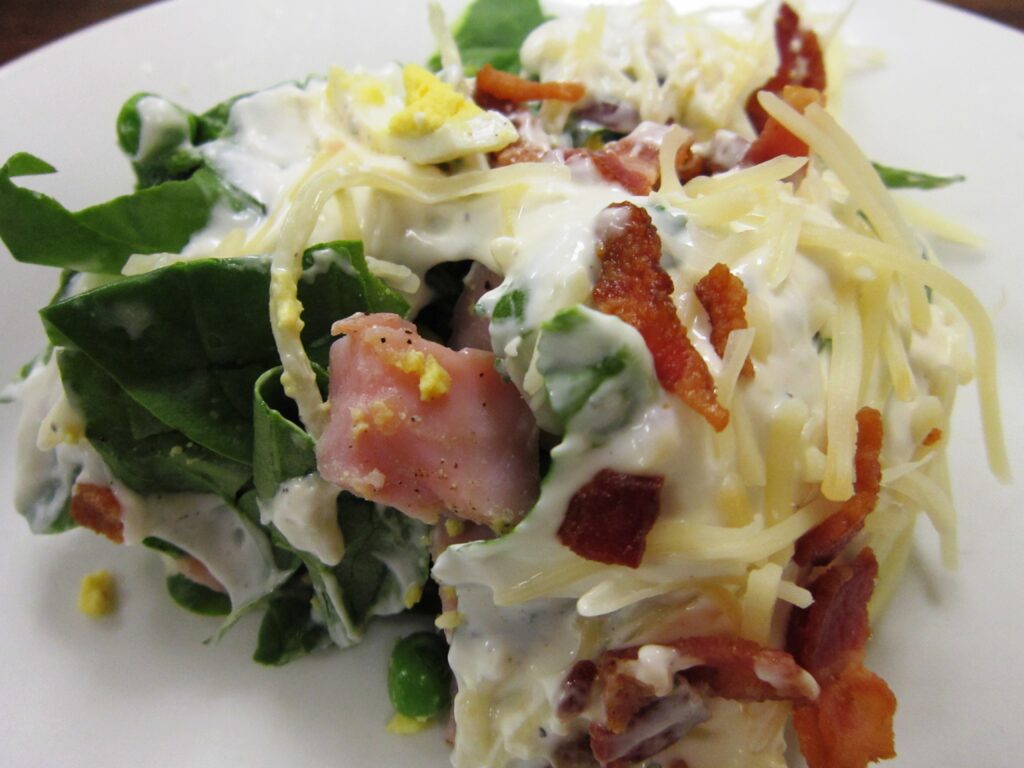 Layered Ham and Spinach Salad